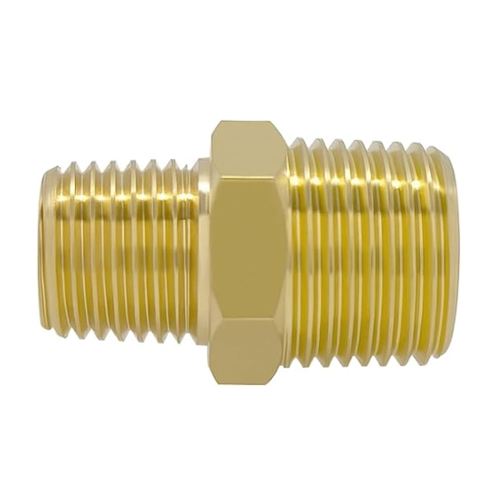 123-N2-N4 FloFlex Brass Pipe Fitting<BR>Reducing Hex Nipple 1/4" Male x 1/2" Male NPT